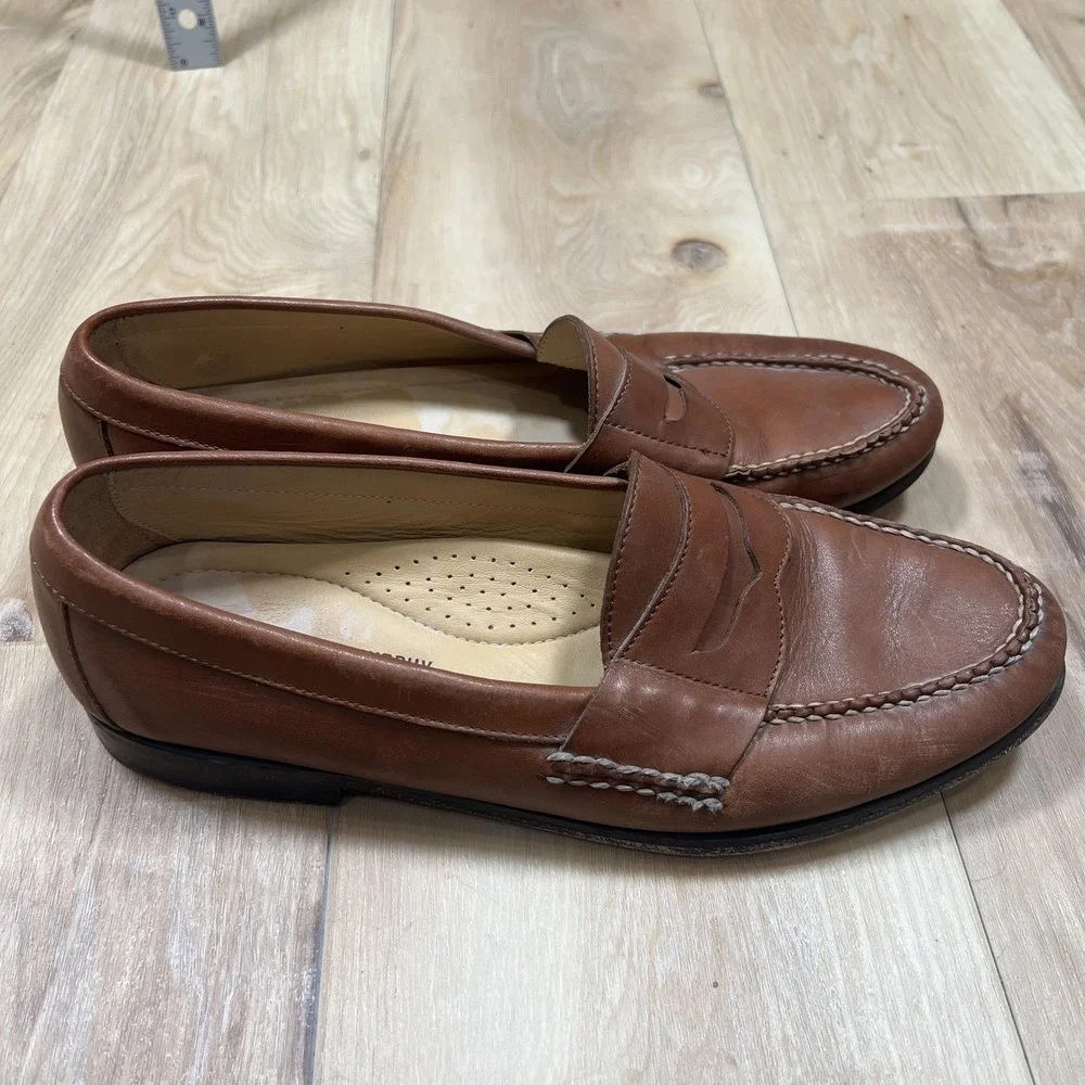 Johnston & Murphy Dress Shoes Mens Size 10.5 Brown Leather Penny Oxford Loafers